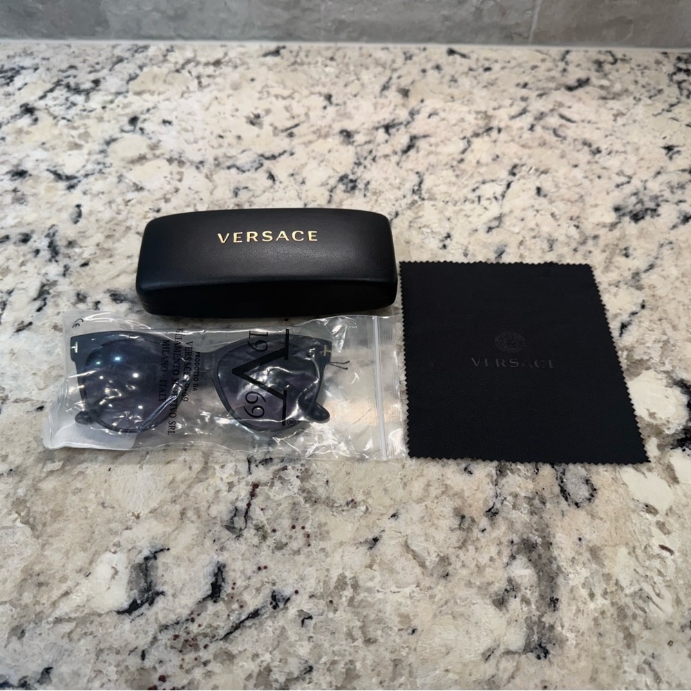 Versace 19.69 Black Sunglasses with Case and Cloth NWT
